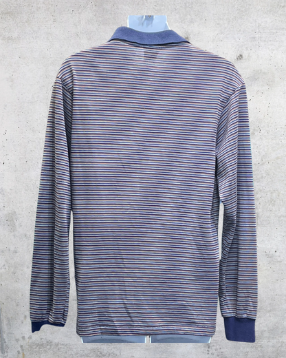 Vintage Wrangler USA Striped Long Sleeve Polo - Medium