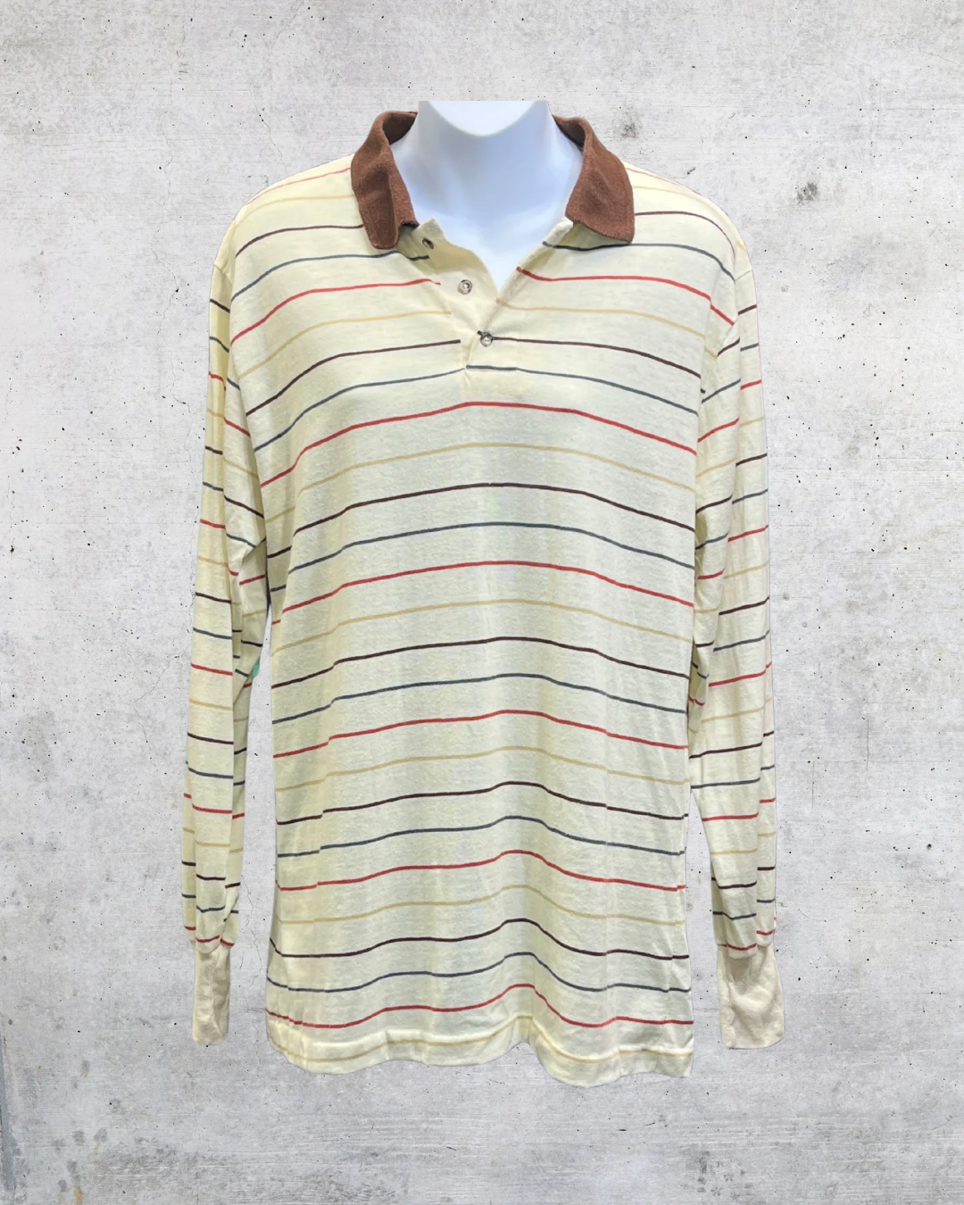 Vintage 1970s Grouch Striped Grandpa Polo – XL