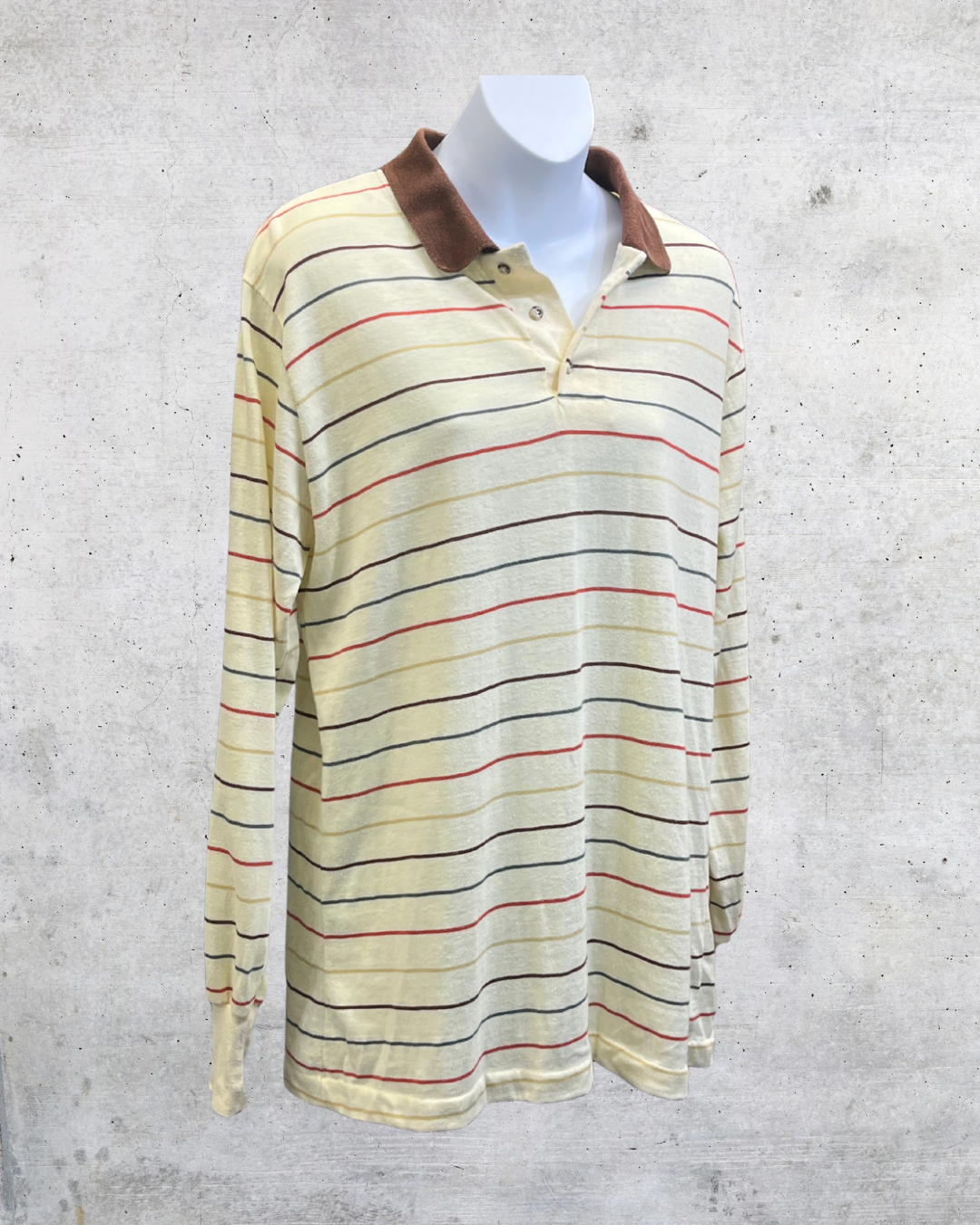 Vintage 1970s Grouch Striped Grandpa Polo – XL