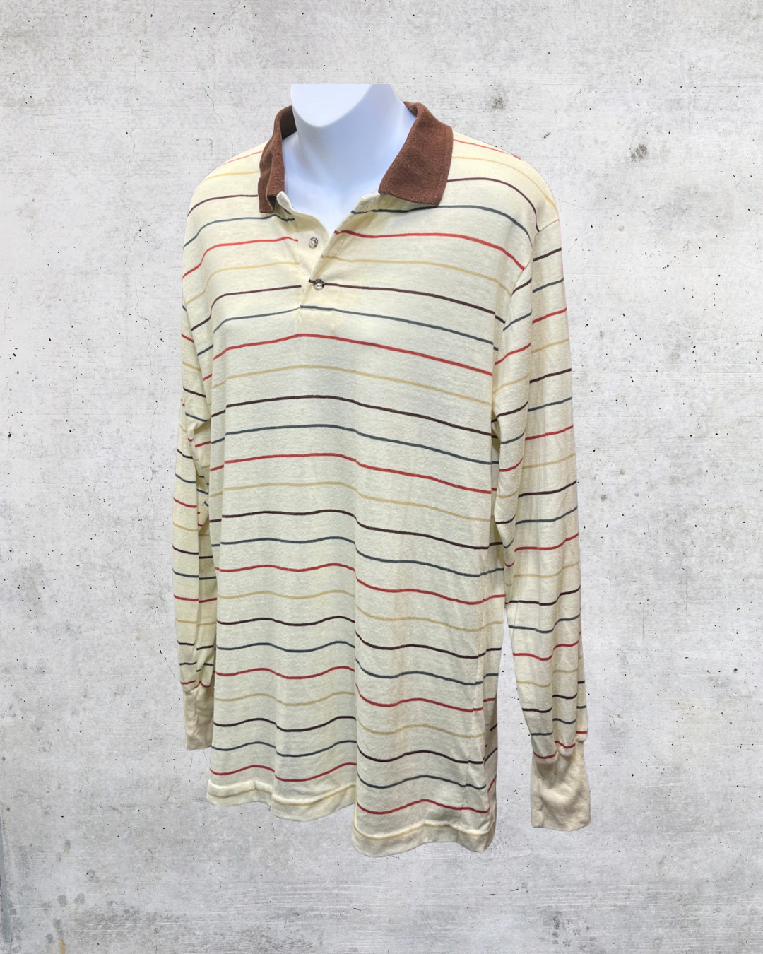 Vintage 1970s Grouch Striped Grandpa Polo – XL