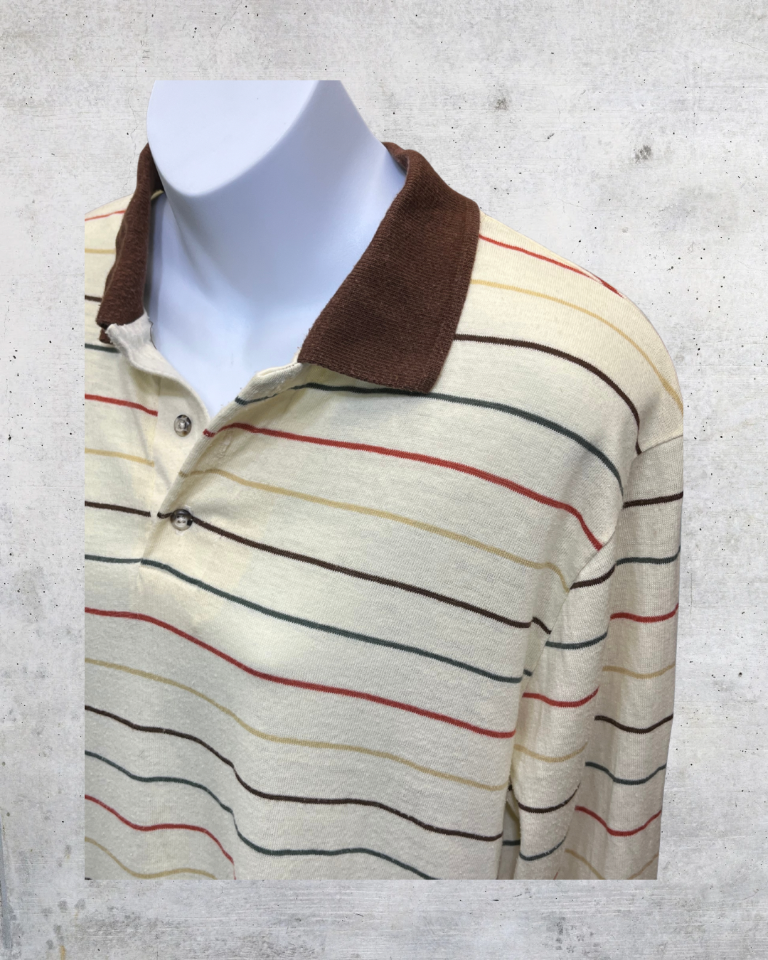 Vintage 1970s Grouch Striped Grandpa Polo – XL