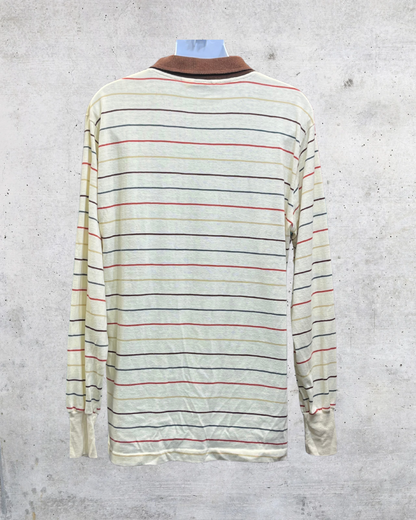 Vintage 1970s Grouch Striped Grandpa Polo – XL