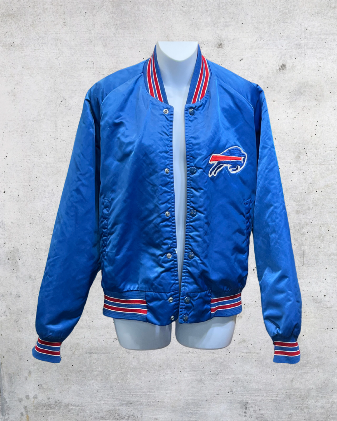 Vintage 80s Buffalo Bills Chalk Line Satin Jacket - Medium