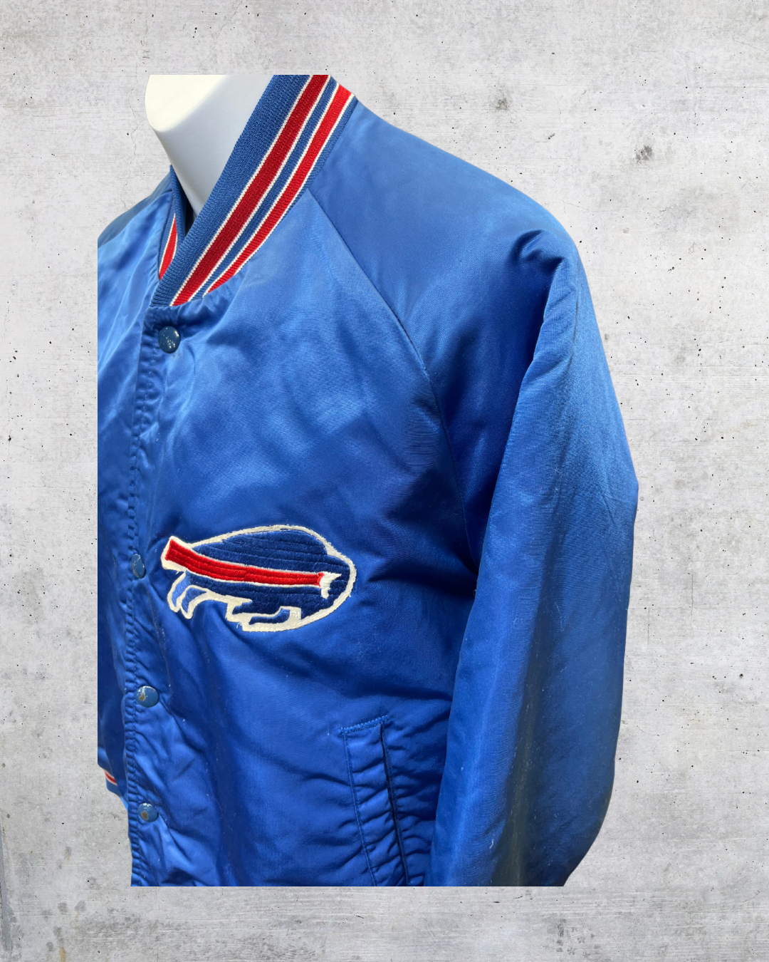 Vintage 80s Buffalo Bills Chalk Line Satin Jacket - Medium