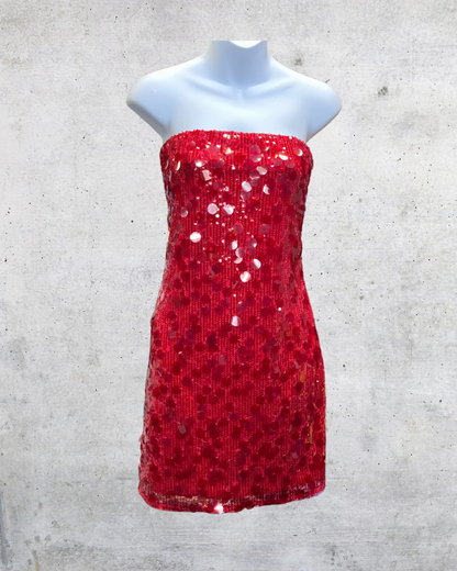 Abercrombie & Fitch Red Sequin Strapless Mini Dress NWT- Medium