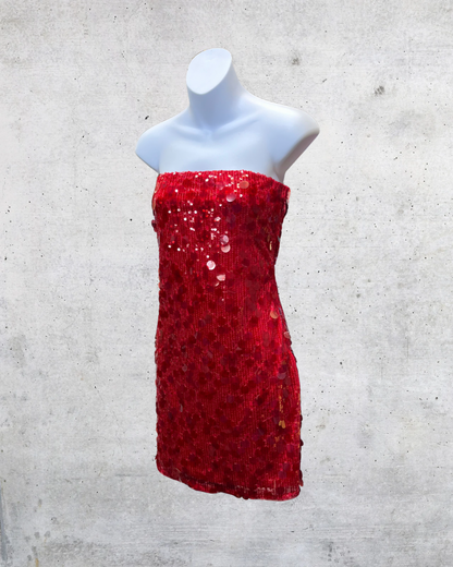 Abercrombie & Fitch Red Sequin Strapless Mini Dress NWT- Medium