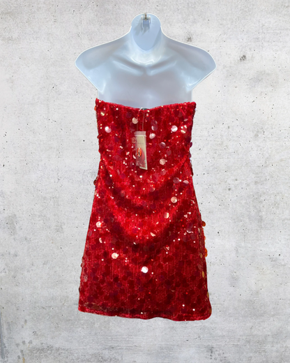 Abercrombie & Fitch Red Sequin Strapless Mini Dress NWT- Medium