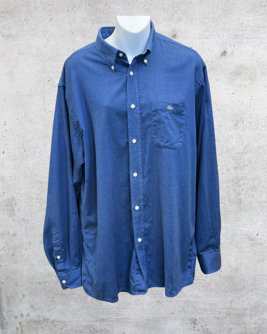 Lacoste Made in France Blue Cotton Button-Down – Size 42 XL