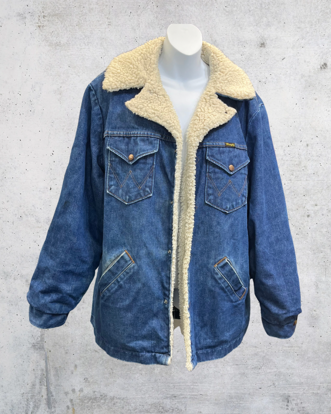 Vintage 70s Wrangler Wrange Coat Sherpa Denim Jacket – XL