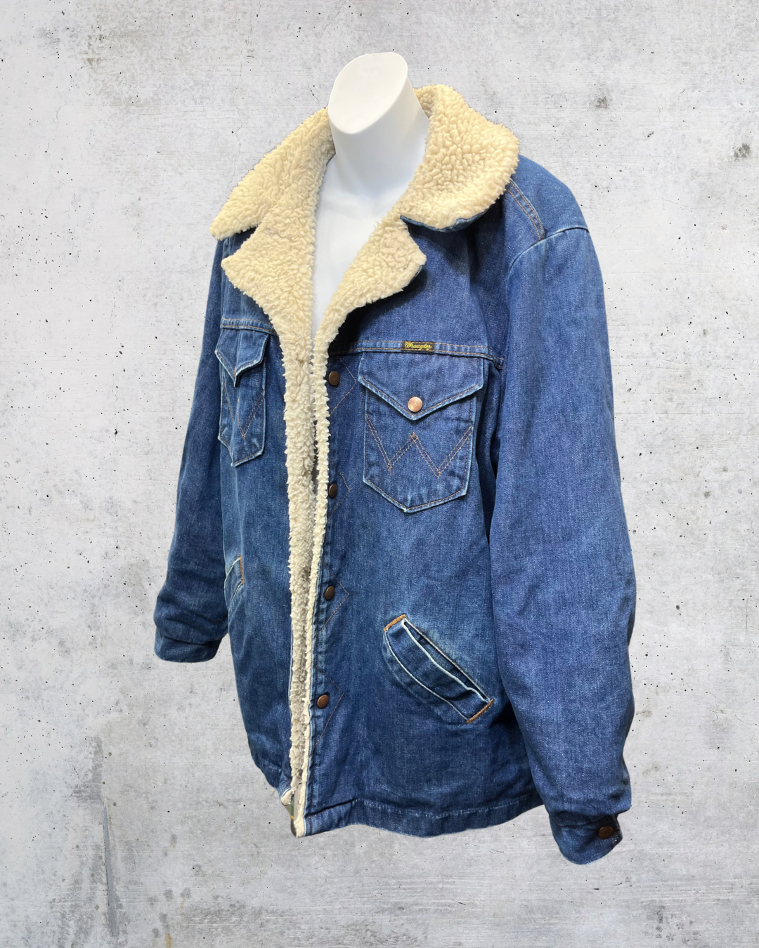 Vintage 70s Wrangler Wrange Coat Sherpa Denim Jacket – XL
