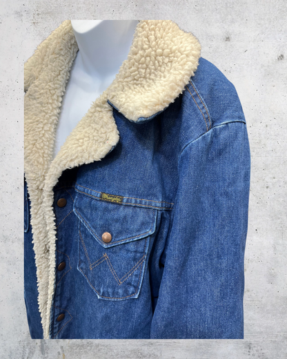Vintage 70s Wrangler Wrange Coat Sherpa Denim Jacket – XL