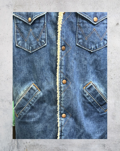 Vintage 70s Wrangler Wrange Coat Sherpa Denim Jacket – XL