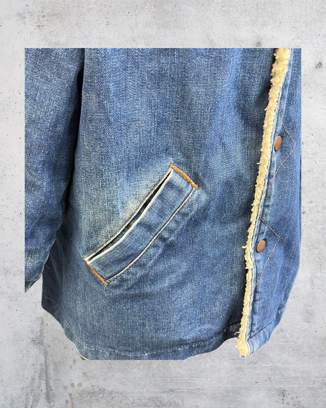 Vintage 70s Wrangler Wrange Coat Sherpa Denim Jacket – XL