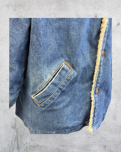 Vintage 70s Wrangler Wrange Coat Sherpa Denim Jacket – XL