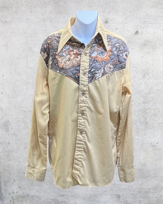 Vintage 70s Alfie California Brown Floral Western Shirt – XL