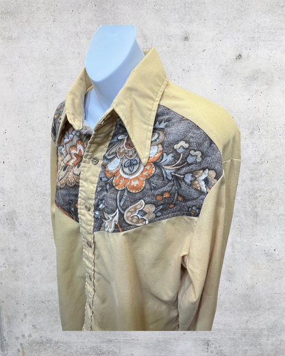 Vintage 70s Alfie California Brown Floral Western Shirt – XL