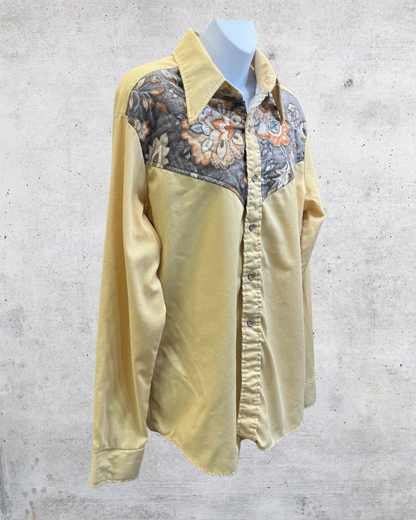 Vintage 70s Alfie California Brown Floral Western Shirt – XL