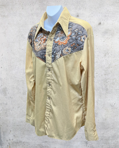 Vintage 70s Alfie California Brown Floral Western Shirt – XL