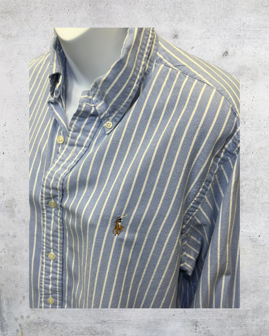 Ralph Lauren Blue Striped Oxford Shirt – Medium