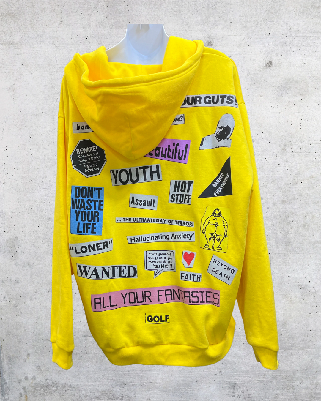 Golf Wang Yellow Collage Zip-Up Hoodie – Large