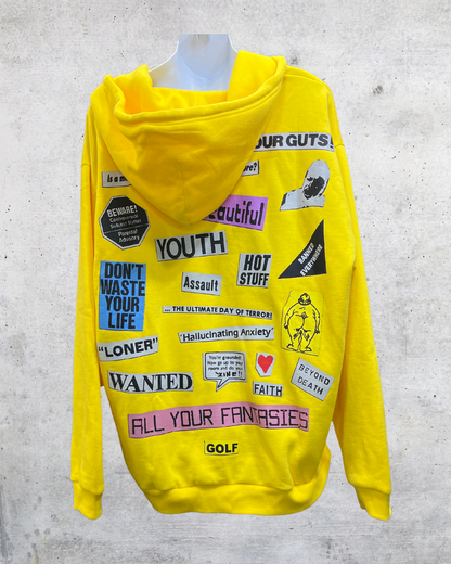 Golf Wang Yellow Collage Zip-Up Hoodie – Large