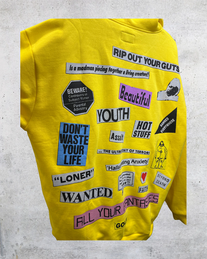 Golf Wang Yellow Collage Zip-Up Hoodie – Large