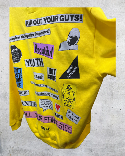Golf Wang Yellow Collage Zip-Up Hoodie – Large