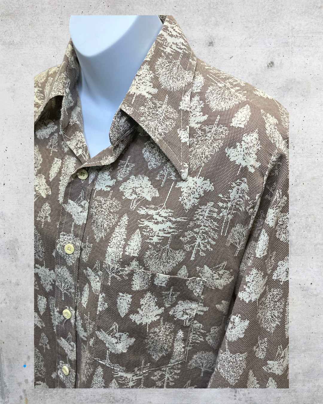 Vintage 70s Woodland Tree Print Shirt  Brown - Medium