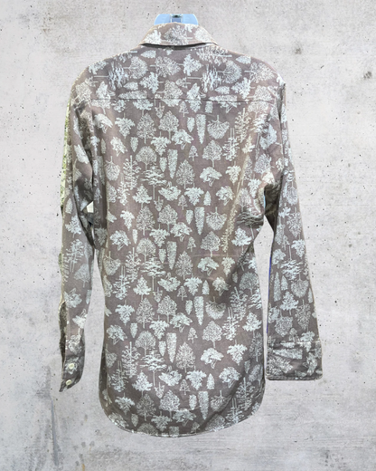 Vintage 70s Woodland Tree Print Shirt  Brown - Medium