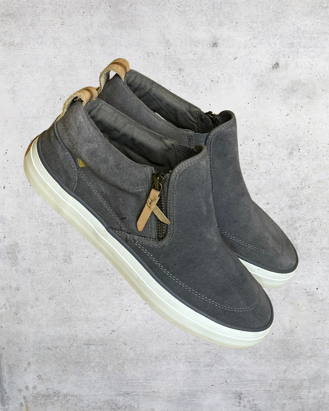 Sperry Gray Suede Side Zip Sneaker Booties – Women's 6.5